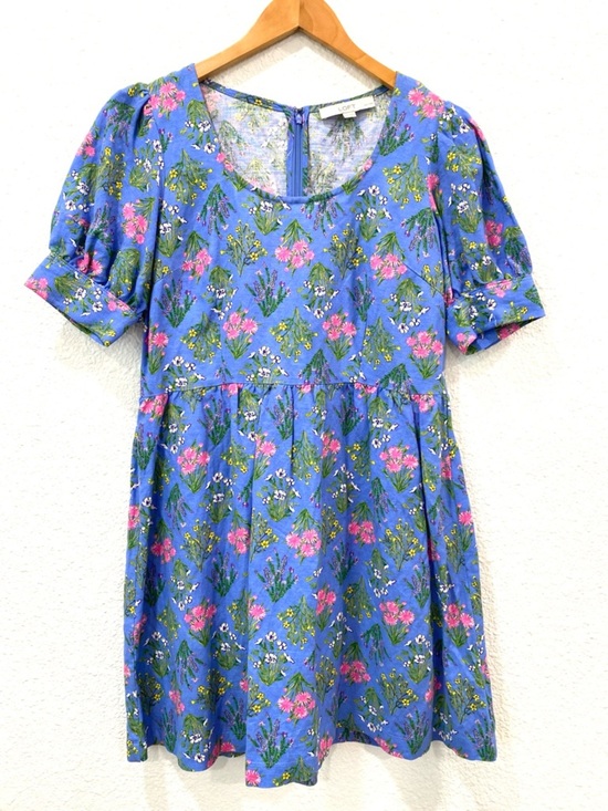 LOFT Dresses & Skirts - LOFT Dress Women’s 4 Petite Blue Floral Linen Summer Wedding Guest Cottagecore